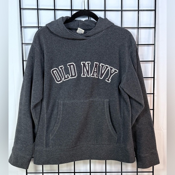 Old Navy Other - Vintage‎ Old Navy Hoodie Mens S Gray Fleece Y2K Spellout Streetwear Fuzzy